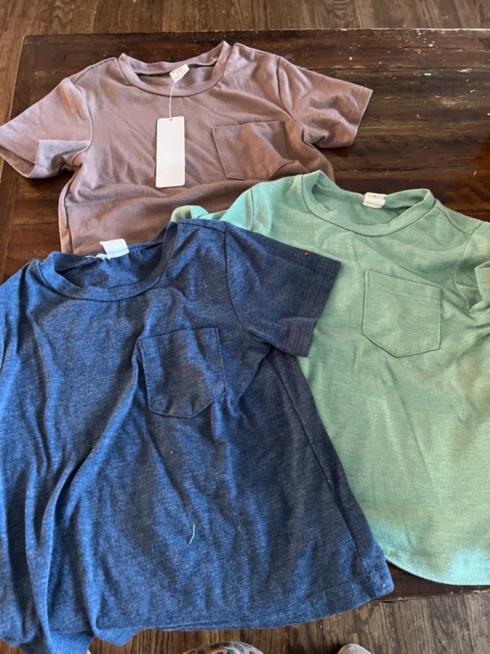 SHEIN Kids Short-Sleeve Pocket Tees - Navy, Sage, Mauve